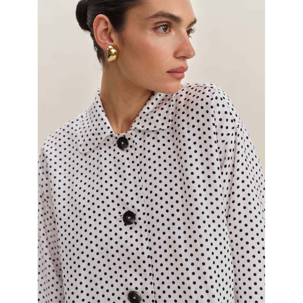 Reformation Black + White Polka Dot Linen Jacket - Picture 2 of 9